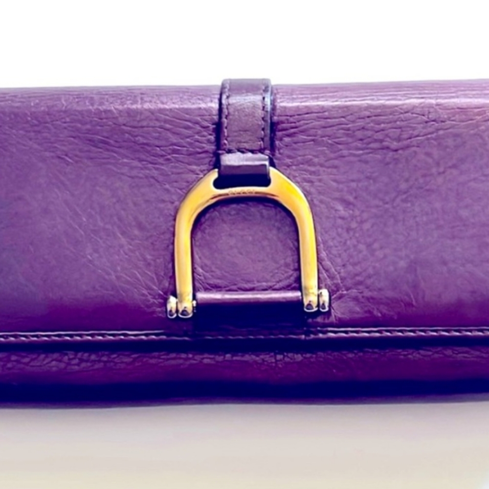 Gucci Horsebit Rare Purple Leather Wallet. Cert Of Authenticity Included.